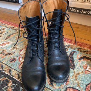 Madewell Lace-up Black Leather Boots, sz 9.5